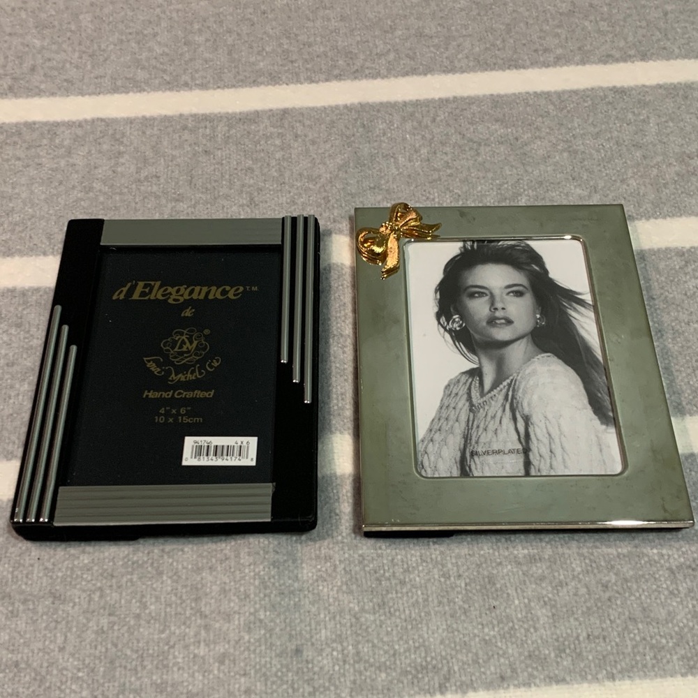 Elegant Black and Silver Photo Frame with Gold Accent brand new in box